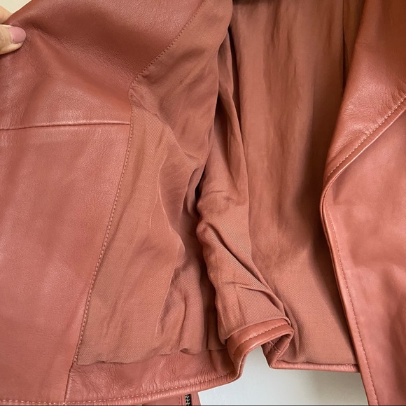 All Saints Red Leather Size XS Biker Jacket NEW - Picture 4 of 14